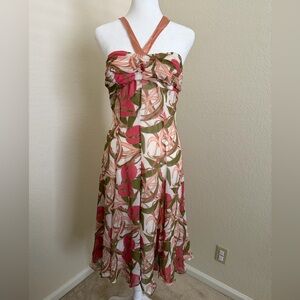 bebe vintage Y2K cross over neck pleated dress